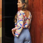 Túnica botões atrás estampado abstrato